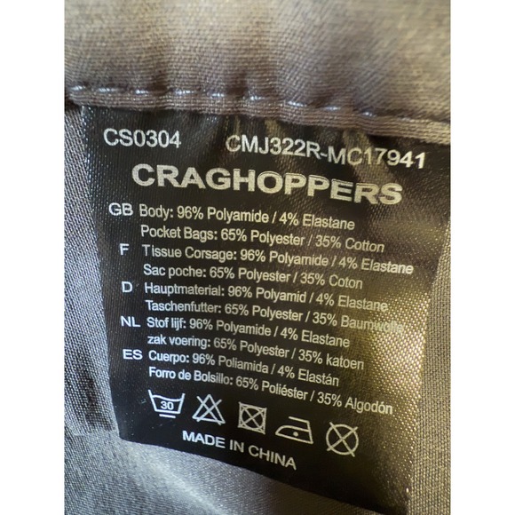 CRAGHOPPERS Kiwi - Men's Pro Stretch Gray Cargo Pants - Size 38x31 - Picture 5 of 8